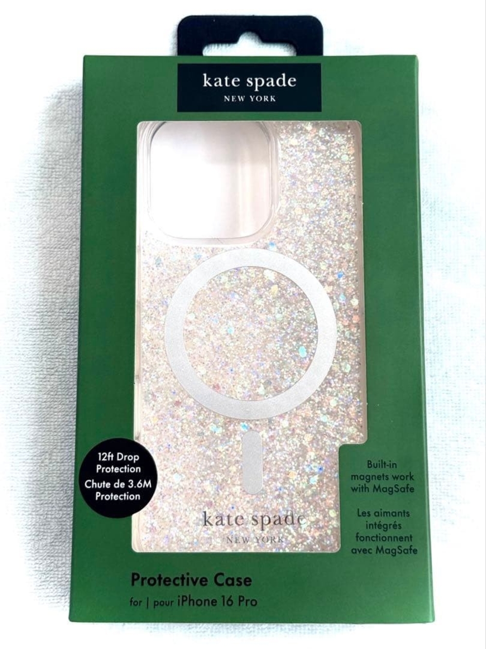 Kate Spade Sparkling Iridescent Glitter MagSafe iPhone 16 Pro Case